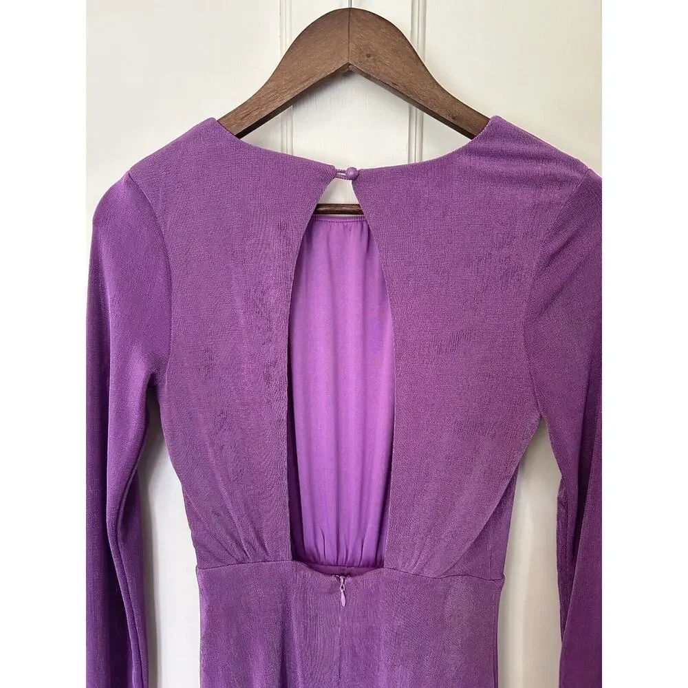 Lulus Pure Sweetness Midi Dress Womens Size XS Purple Stretch Knit Flirty Date - Picture 5 of 11
